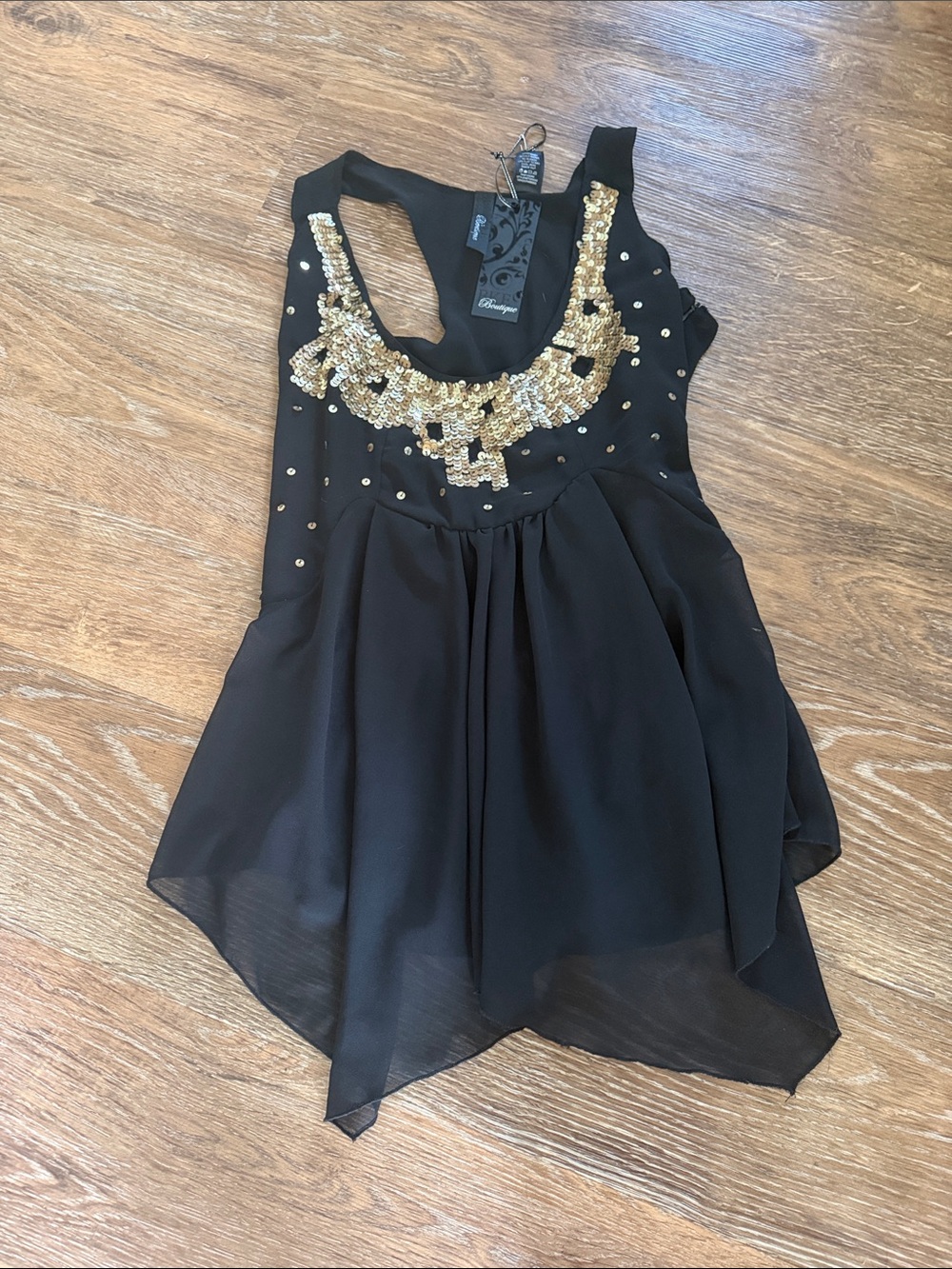 BKE Black Tank Top with Gold Sequin Neckline